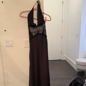 Meshki Black Lace Halter Dress